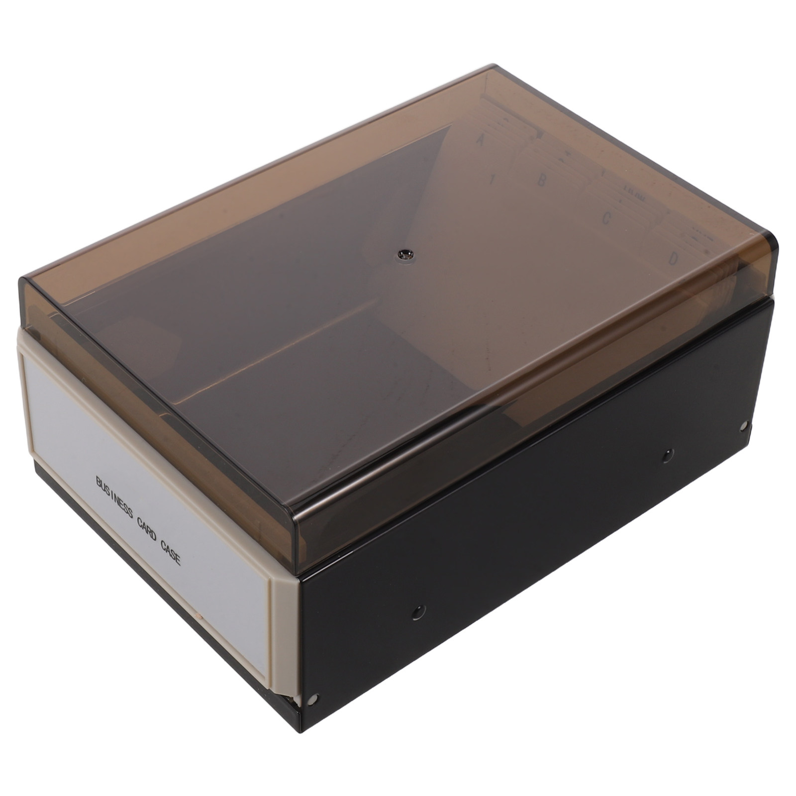 Card Index Box - กล่องเก็บนามบัตรความจุสูง กล่องจัดระเบียบบนโต๊ะสีดำ ใส่ได้ 400 ใบ พร้อมฝาปิด