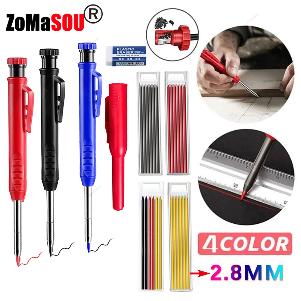 Mechanical Pencil 0.3 - TOP Solid Carpenter ดินสอไม้ยาวหัวลึกเครื่องหมายปากกาดินสอเติม Leads Sharpener