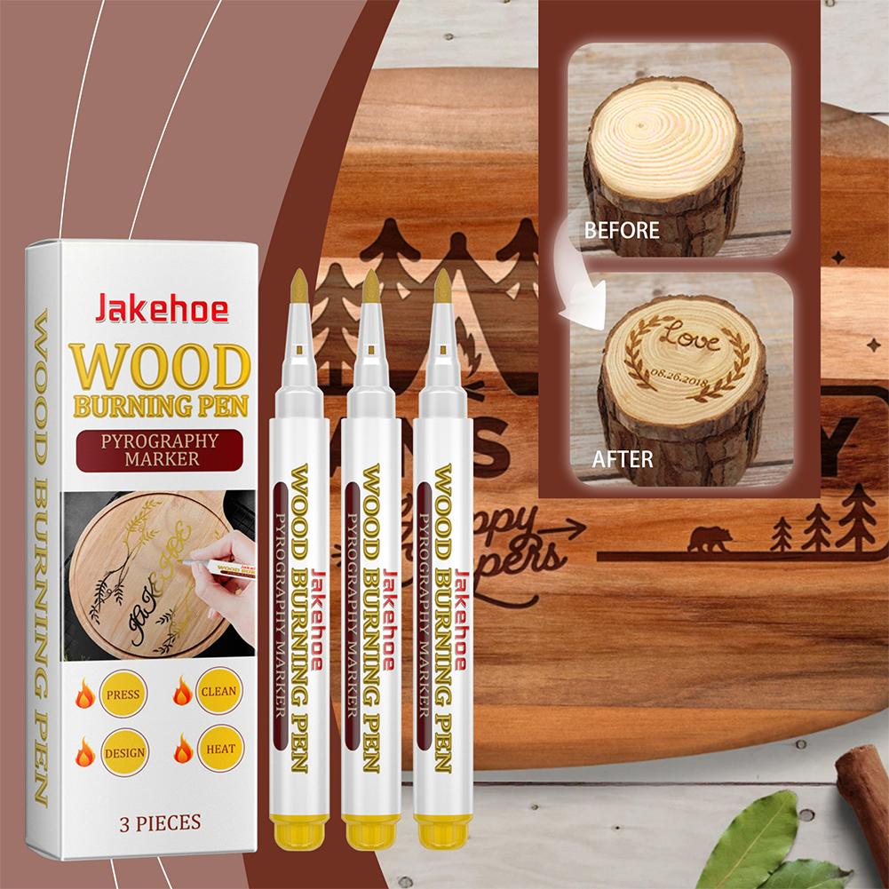Correction Pen Fine - ปากกาเขียนลายไม้ 3 ชิ้น ปากกาเผาไม้แบบสร้างสรรค์ ปากกาเขียนลายไม้ด้วยสารเคมี ปากกาพิโรกราฟี